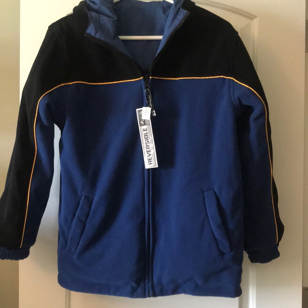 NWT Size 14-16 Boys' Rothschild Navy Blue Yellow Reversible Fall Winter Coat - Picture 7 of 12